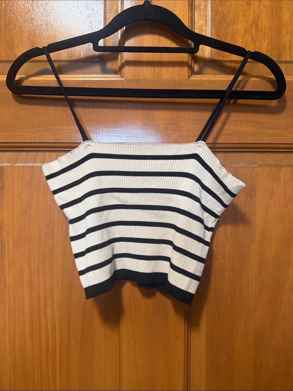Striped Knit Cami Top - Black & White